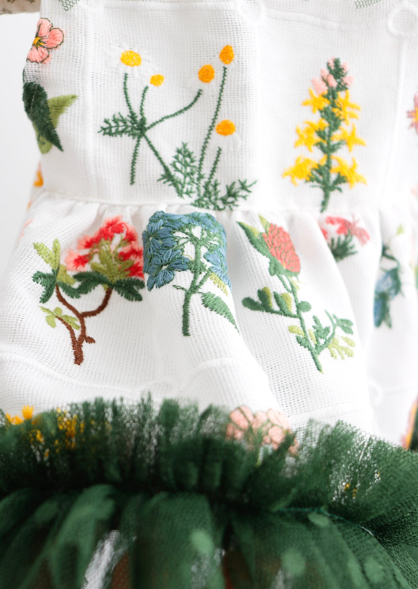 "0-1 month baby girl dress set with ruffled green tulle and diaper cover"