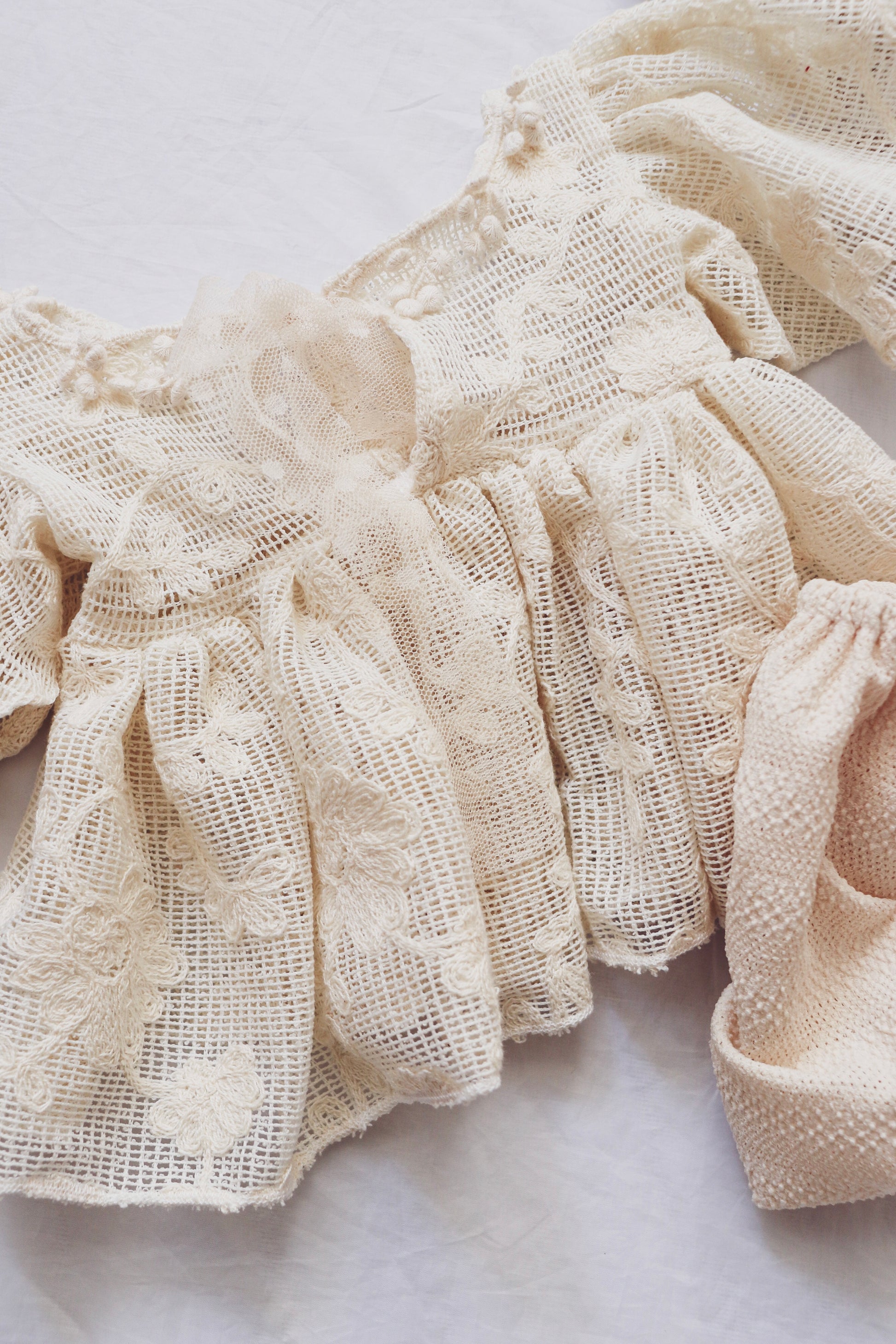 FLEUR MARGOT delicate cream lace outfit handmade baby photography prop for newborn photo sessions