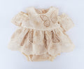 FLEUR MARGOT cream lace newborn baby girl photography dress with butterfly embroidery and puff sleeves