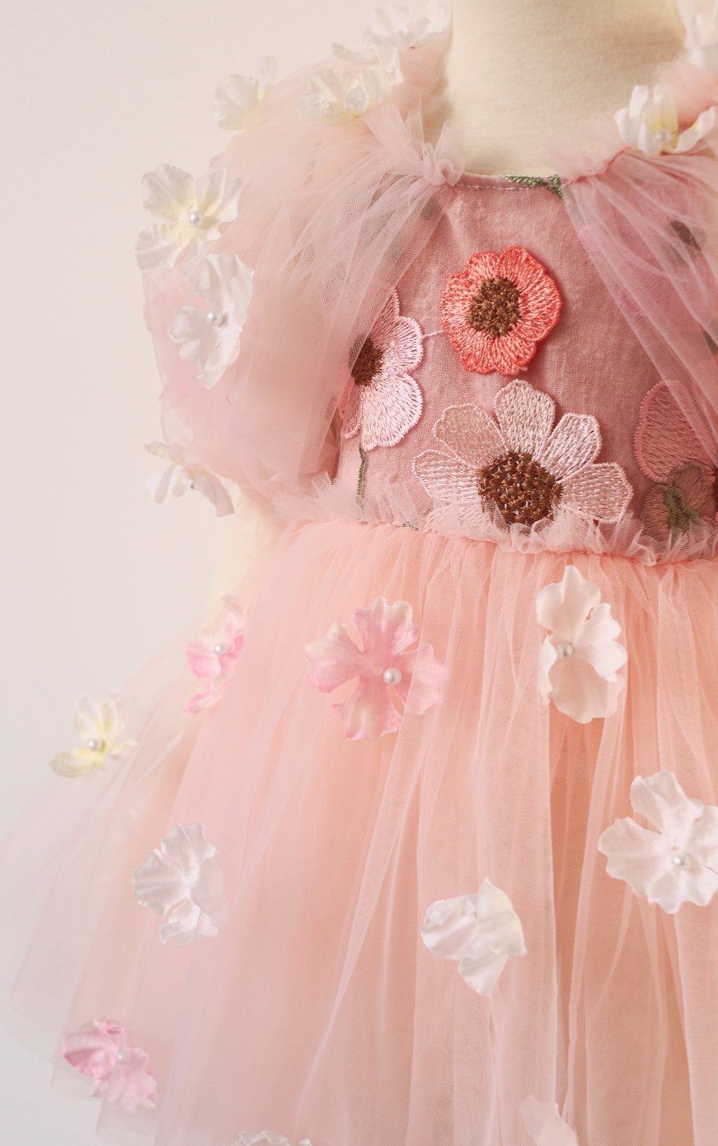 FLEUR MARGOT rose fairy baby dress with pink tulle and floral embroidery details