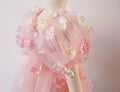 FLEUR MARGOT pink rose fairy baby dress with delicate floral appliques and puff sleeves